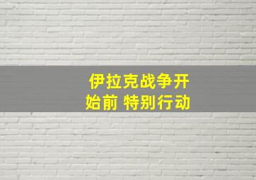 伊拉克战争开始前 特别行动